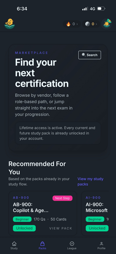 ReadRoost marketplace showing certification study packs